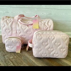 Stoney Clover x Target Quilted Heart Duffle Bag 3pc Set Pink NWT. IN HAND!